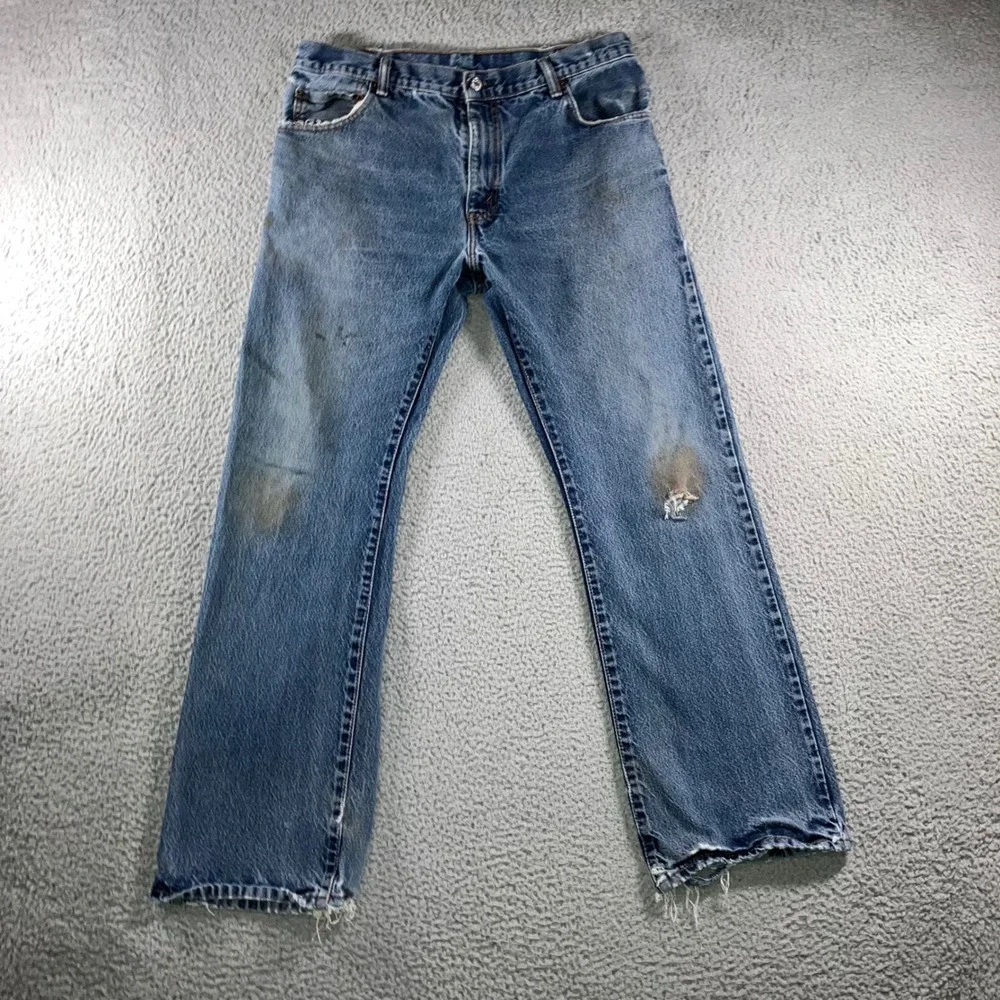 Vtg Levi's 517 Bootcut Jeans Mens 36x32 Blue Distressed Thrashed Punk Grunge Y2K